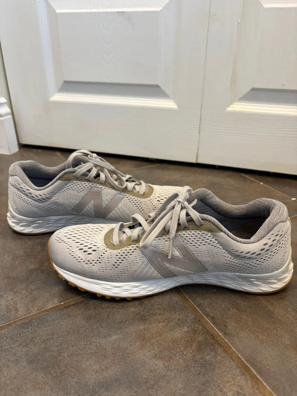New Balance Gray and Gum-Trim Running Shoes - Picture 6 of 9